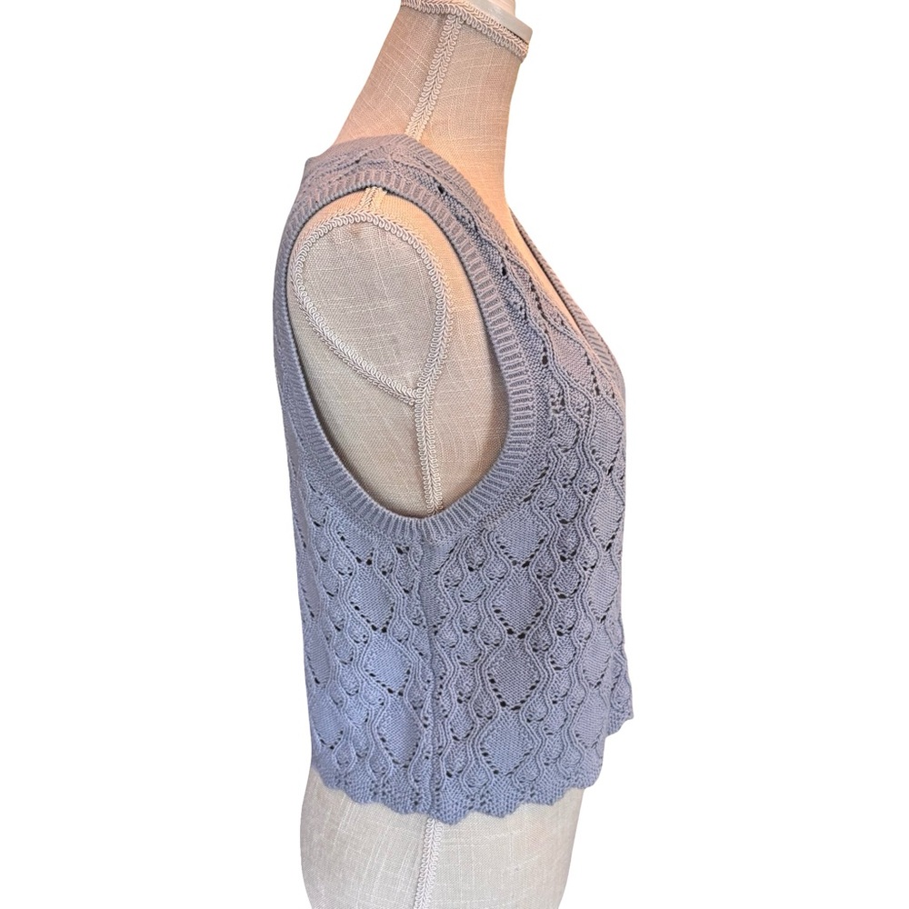 Cleo + Wolf Light Blue Cable Knit Buttoned Sweater Vest NWOT - Picture 3 of 10